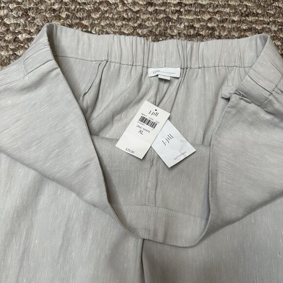J Jill Pants Womens Sz XL Linen Stretch Capri Crop Buttons Side Zip Light Gray - Picture 8 of 16